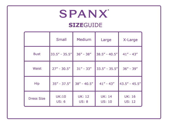 Spanx Size Chart By Weight